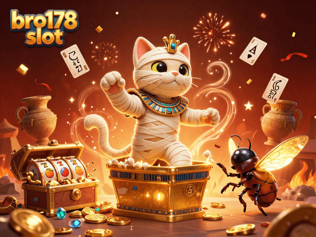 Menangkan permainan menarik bro178 slot dengan rasanya seru dari kucing mummy dan harta karun.