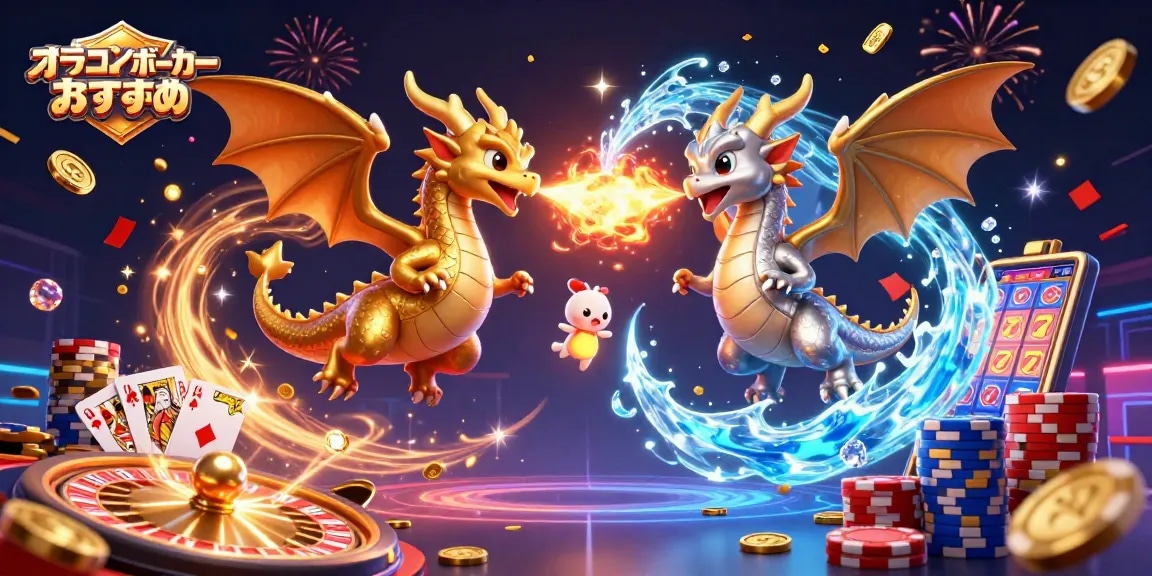 オンラインポーカー おすすめで人気のキャラクターたちが登場する賑やかなイラスト。