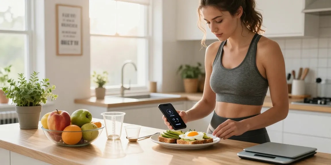 Healthy breakfast preparation using the best weight loss app for tracking nutrition and calories.