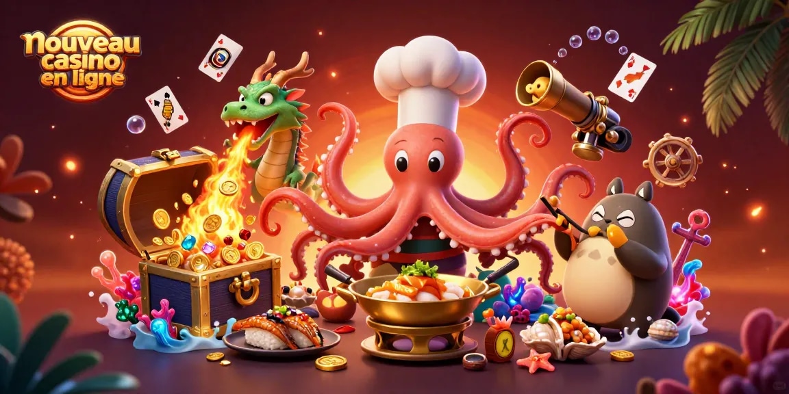 Découvrez les jeux captivants du nouveau casino en ligne avec une illustration dynamique et colorée.