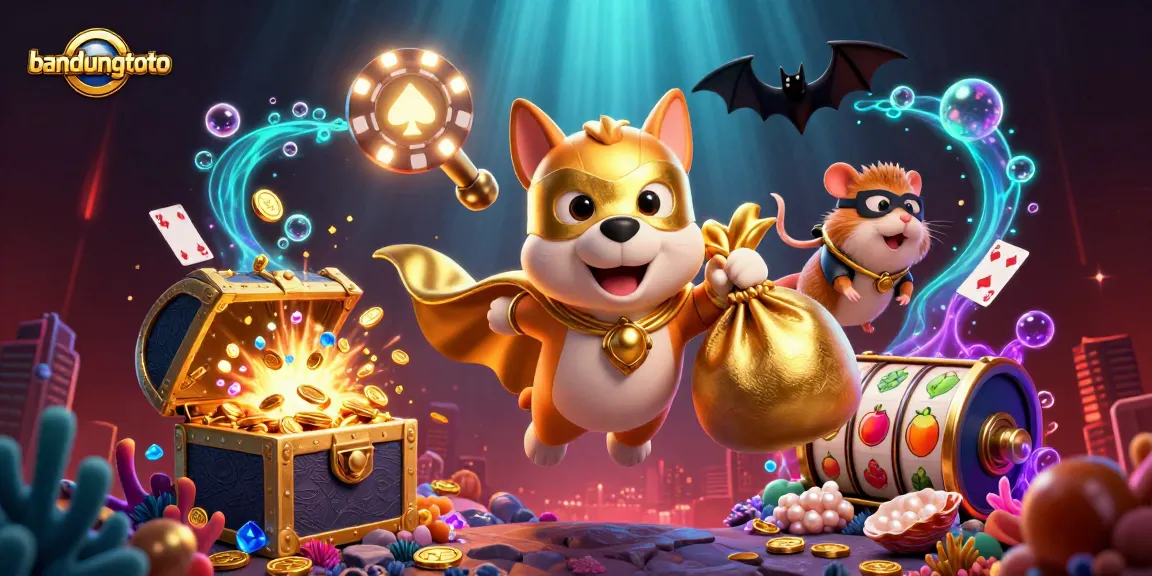 Engage in thrilling bandungtoto gaming with our superhero dog and hamster, capturing excitement and wins!