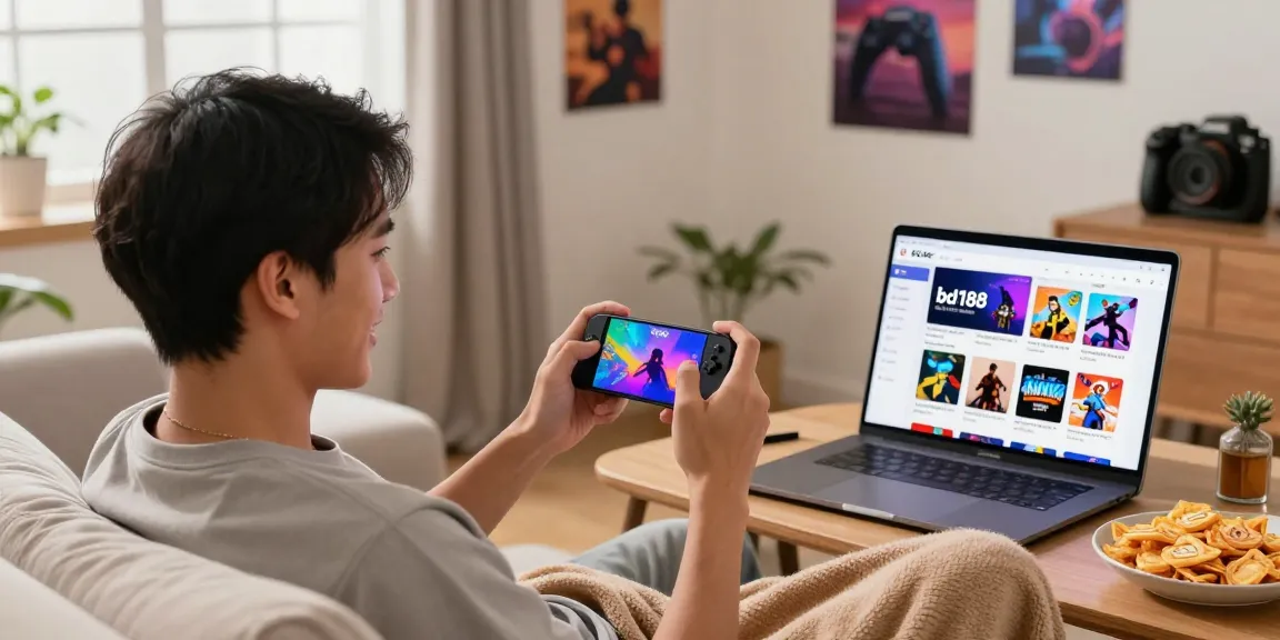 Masayang Filipino na naglalaro sa smartphone gamit ang bd188 para sa mga game download.