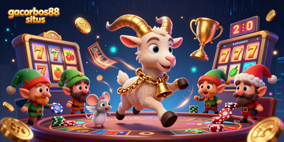Experience the excitement of gacorbos88 situs with lively characters in a vibrant casino scene.