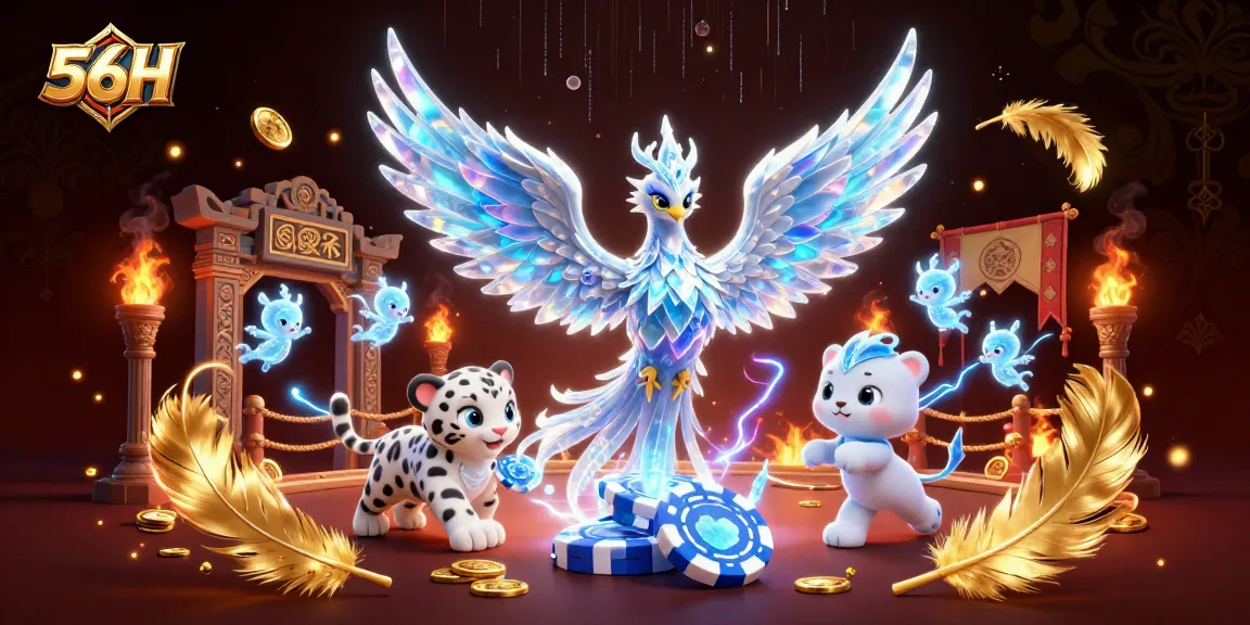 56H offers thrilling gaming excitement with a 3D ice phoenix and sparkling casino elements.