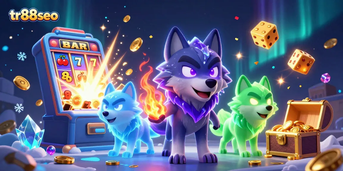Experience thrilling gaming at tr88seo, featuring a magical casino scene overflowing with jackpots and excitement.