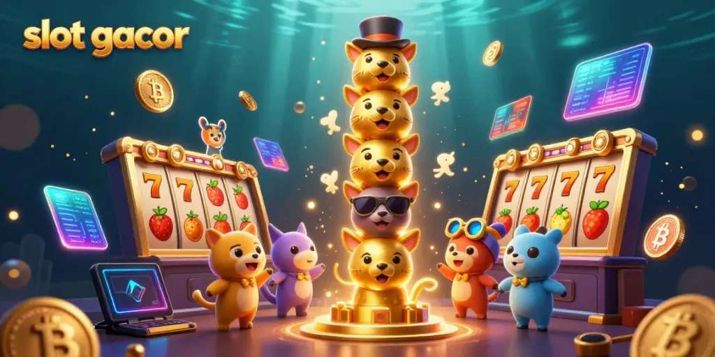 Permainan slot gacor yang menarik dengan simbol ceria, menawarkan kesenangan dan kemenangan