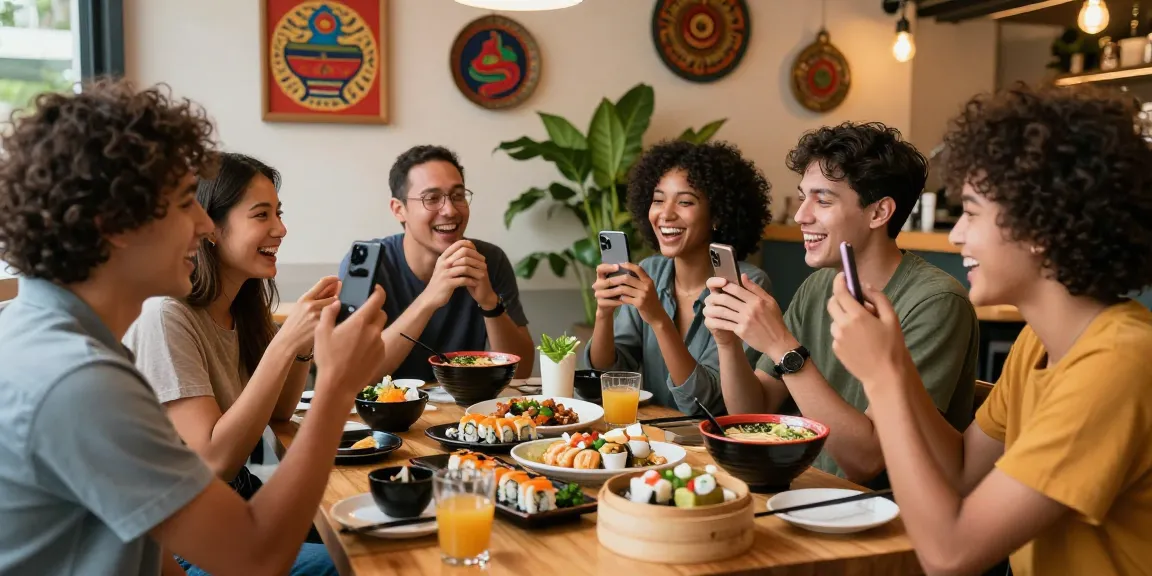 Friends enjoying Asian cuisine while discussing cultural insights at https://hanadultalk.com