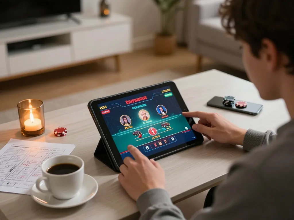 Kuwin player engaged in live dealer game, highlighting online gaming excitement and strategy