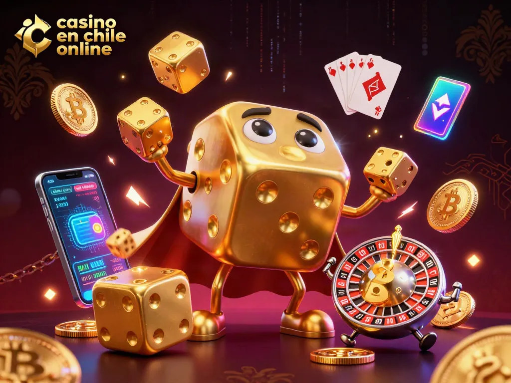 Casino en Chile online, tragamonedas y dados dorados hacen vibrante escenario de juego