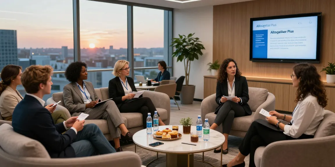 Engaged professionals at networking event discussing ways to strengh up your portfolio.