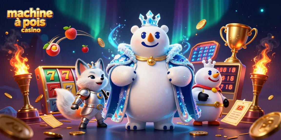 Une machine à sous casino captivante avec des personnages 3D au centre de l'action, entourée de symboles de jackpot et de pièces d'or.