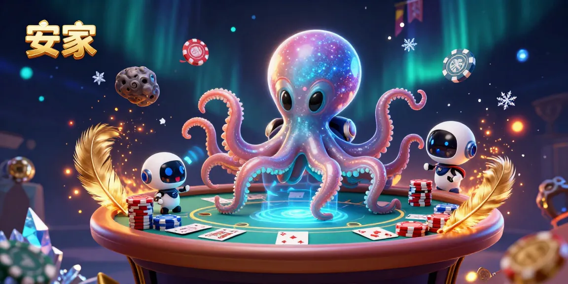 Experience 安家 gaming excitement with the alien octopus at a thrilling poker table.