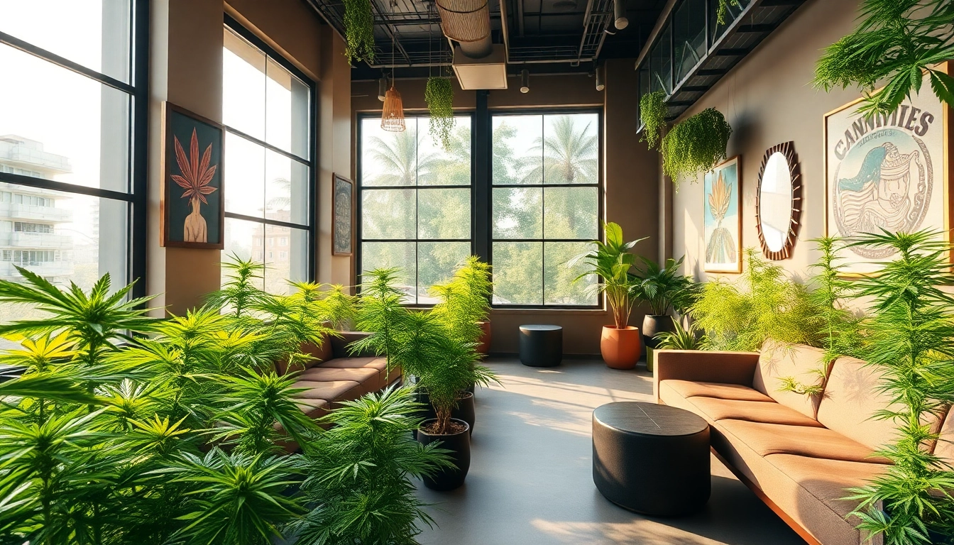 Cannabis Club Madrid interior showcasing modern design and vibrant atmosphere.