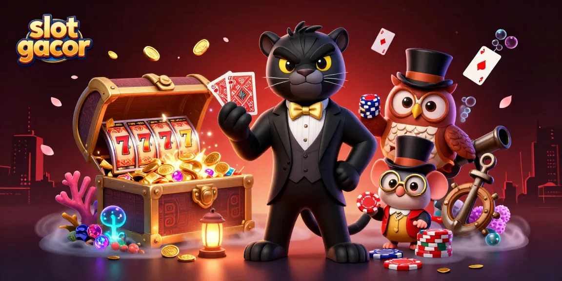 Engage with slot gacor action featuring vibrant characters and casino elements in a dynamic 3D scene.