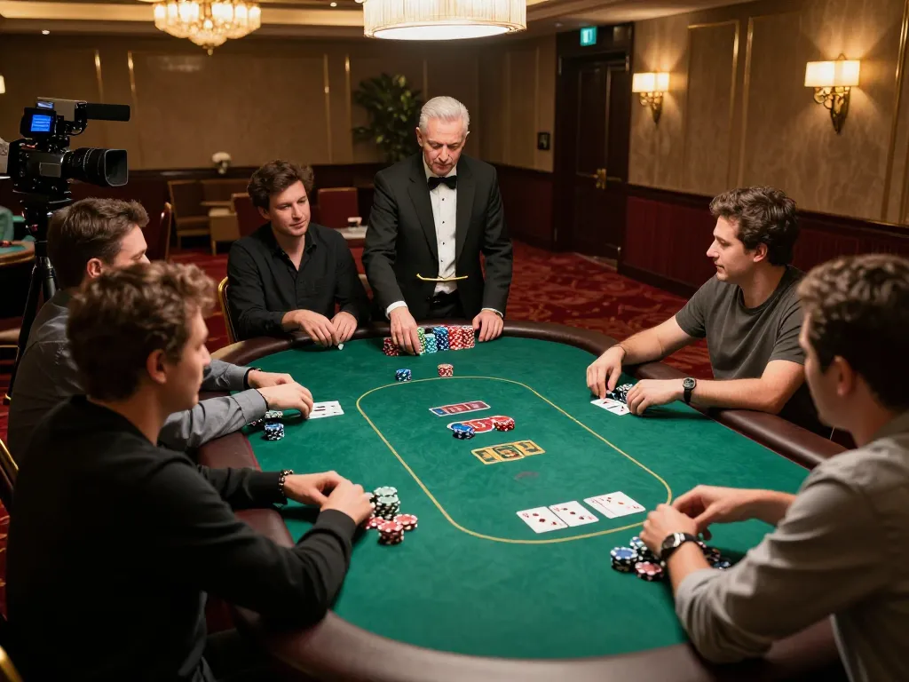 Engaging poker game scene at a luxury casino highlighting the thrill of rokok 88 gaming.