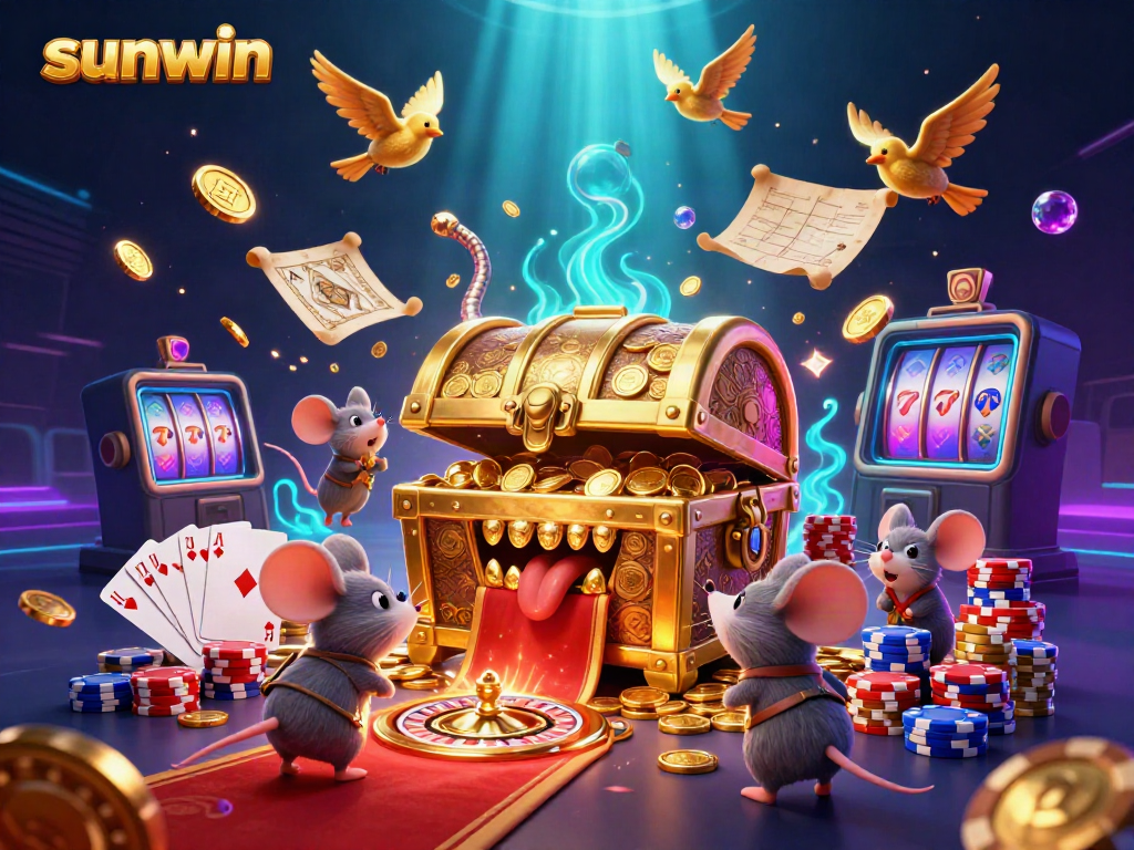 Experience thrills with sunwin's vibrant casino-themed treasure chest drawing players into the action.