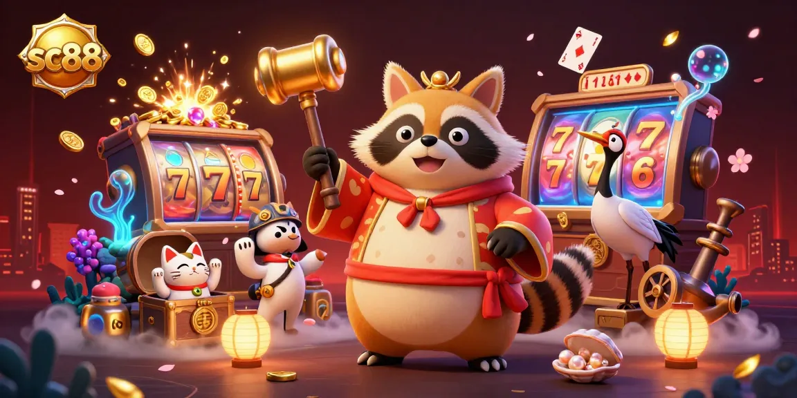 Experience the excitement of sc88 with a vibrant casino scene featuring lucky symbols and colorful characters.