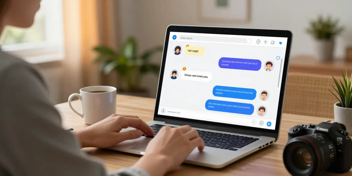 User interacting with an engaging nsfw chat bot in a cozy home office setting, showcasing a modern digital environment.