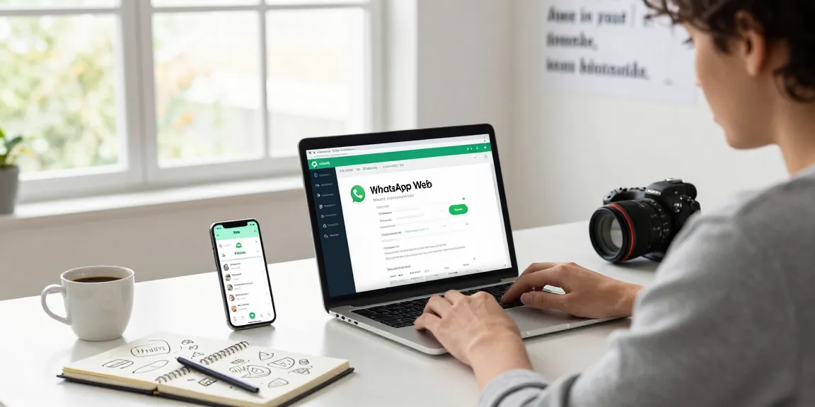 Efficient workspace showcasing WhatsApp網頁版 on laptop screen, highlighting seamless communication.