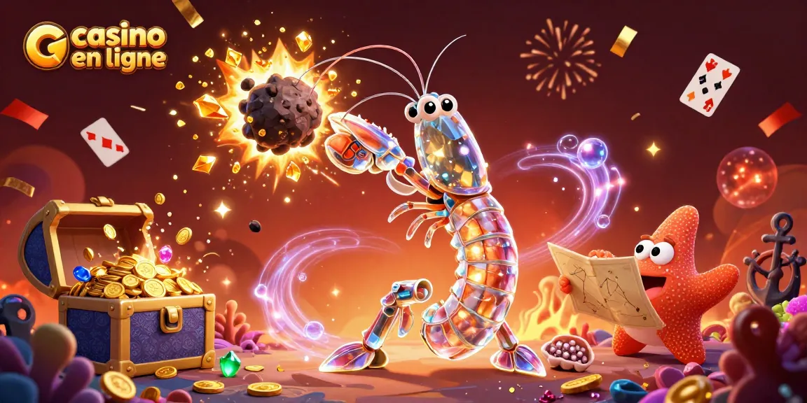 Jouez à des jeux de casino en ligne avec cette illustration dynamique où le casino en ligne prend vie autour d'un samouraï et d'une étoile de mer.