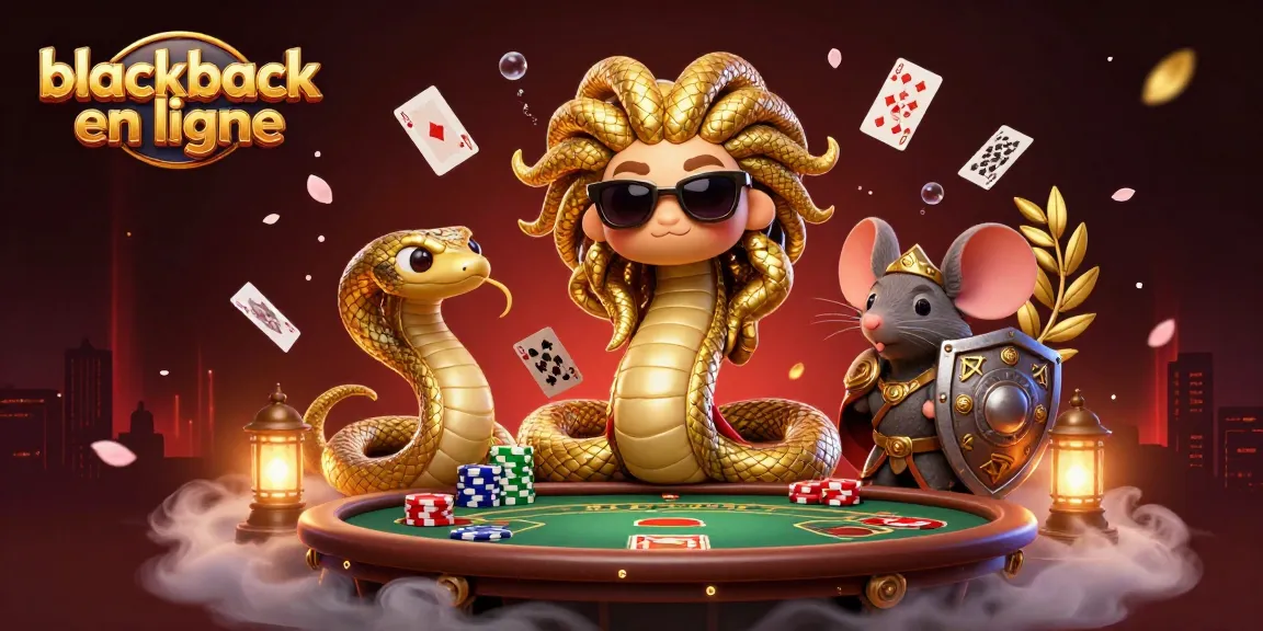 Jouez au blackjack en ligne avec cette illustration dynamique de Medusa et un guerrier