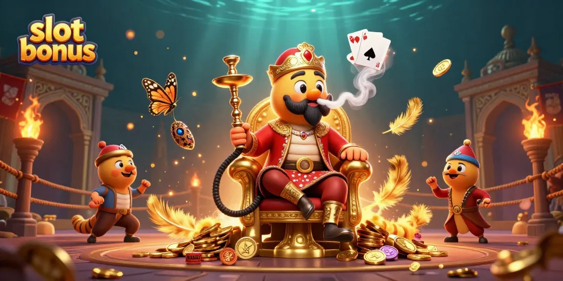 Memenangkan slot bonus dengan ilustrasi kasino karakter yang menarik dan penuh warna.