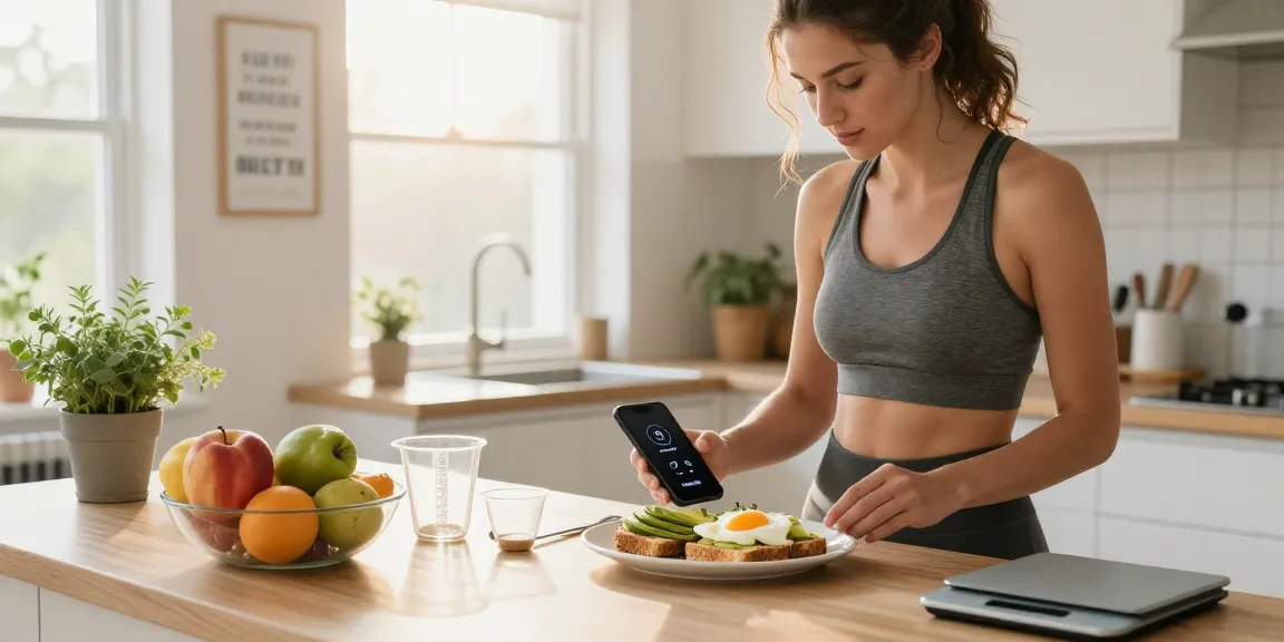 Healthy breakfast preparation using the best weight loss app for tracking nutrition and calories.