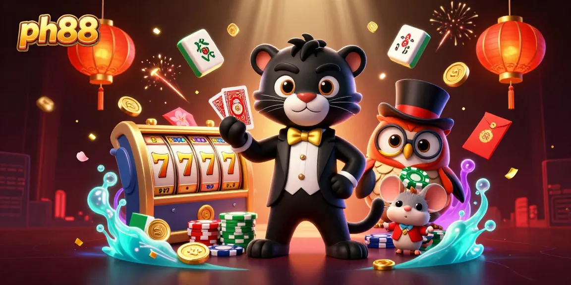 Engage with ph88's thrilling slot reels and luck amidst stylish characters in a casino scene.