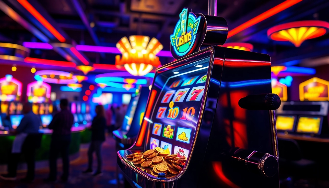 Experience the thrills of platform slot terbaik with vibrant slot machine in bright casino.