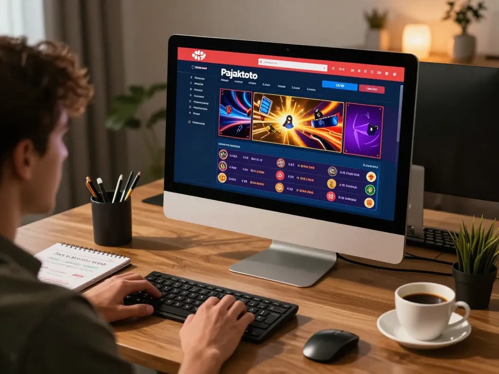 Engaging pajaktoto togel action on a desktop, showcasing live betting in a cozy home office setup.