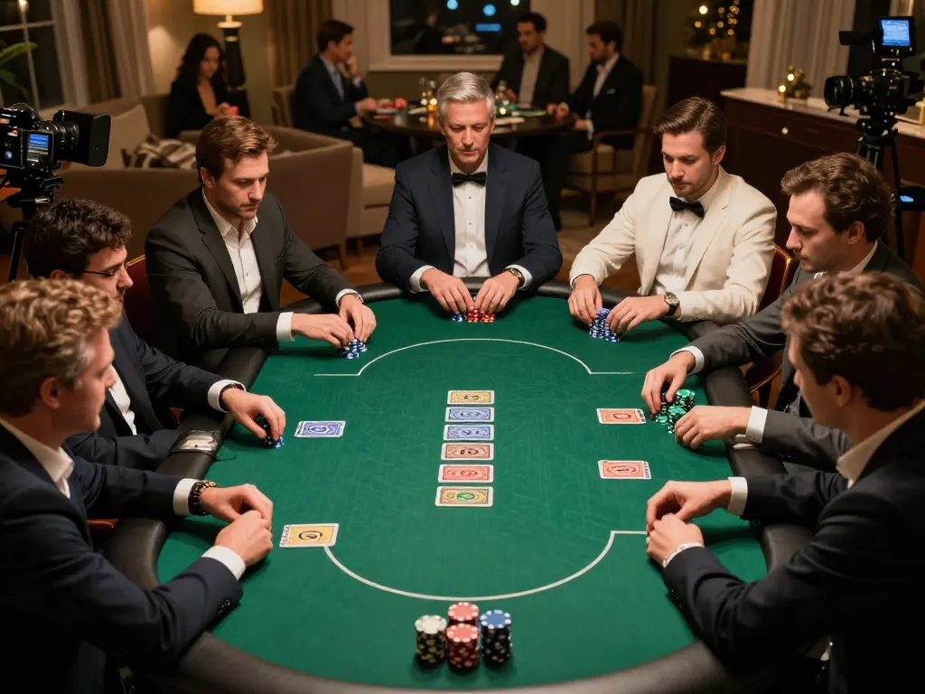 King Garuda-themed poker night showcasing players deep in strategy with chips and cards.