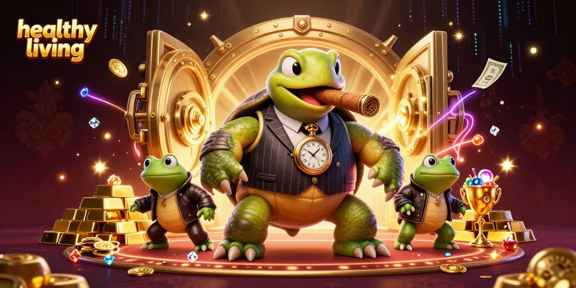 Experience healthy living in this vibrant casino scene with dynamic characters amidst dazzling treasures.