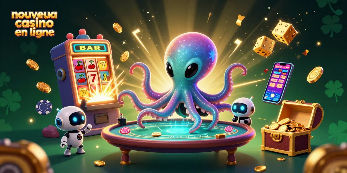 Jouer dans un nouveau casino en ligne avec un octopus alien et des machines à sous éclatantes.