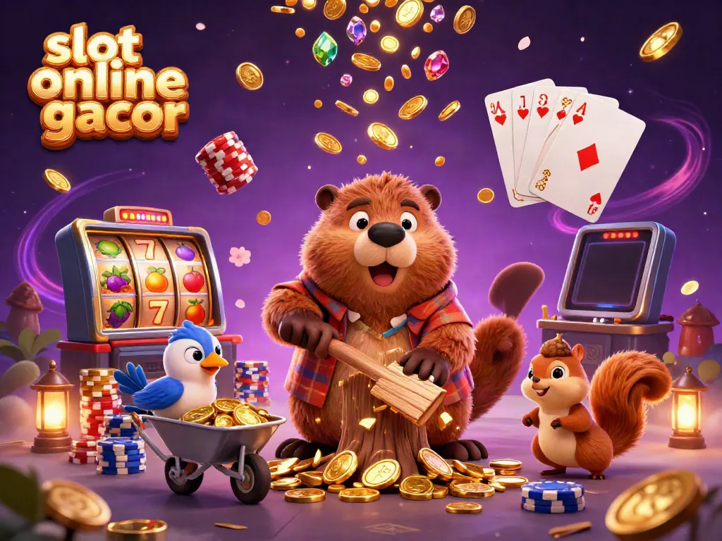 Engage with slot online gacor while enjoying cascading coins and dynamic game elements in this energetic scene.