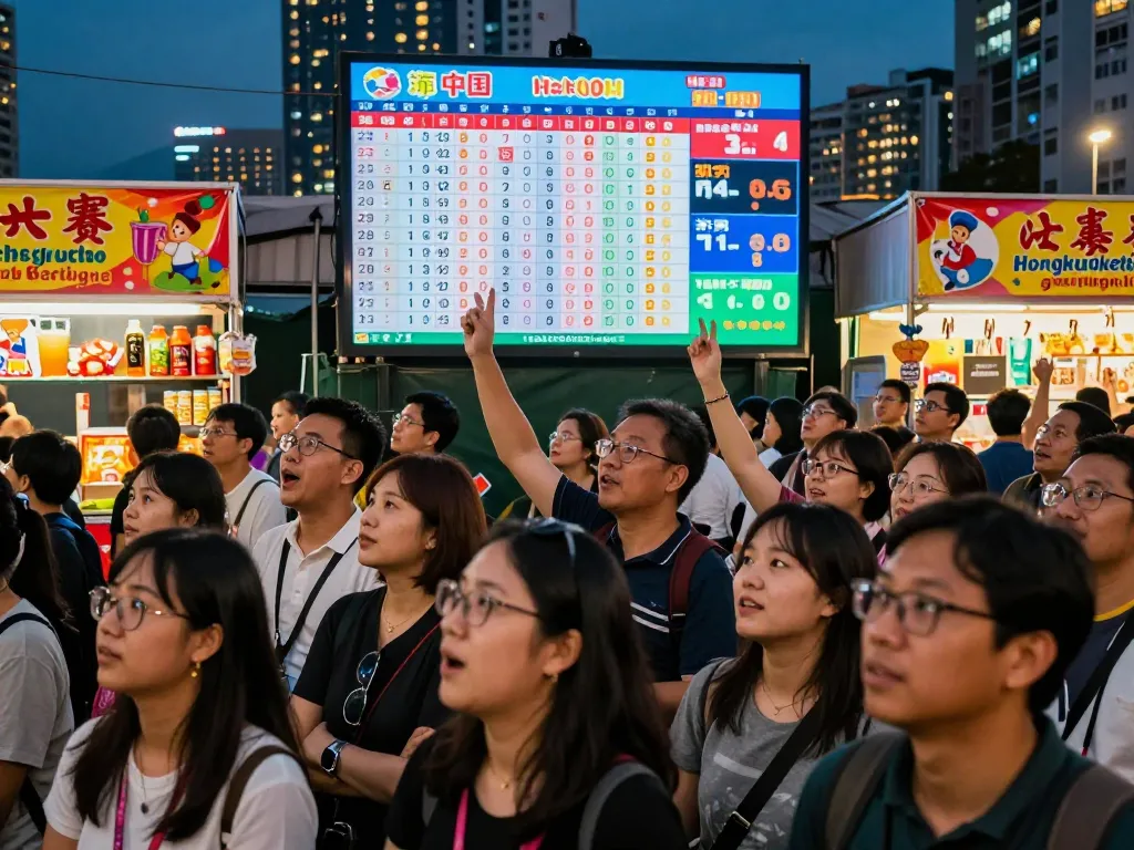 Excited crowd engaging at Hongkong Lotto live draw event, showcasing vibrant atmosphere and spirited community.