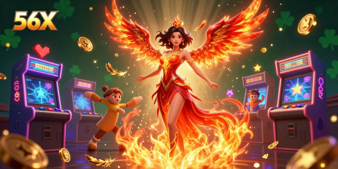 Experience thrilling gaming adventures with 56X in a vibrant 3D casino illustration featuring dynamic elements.