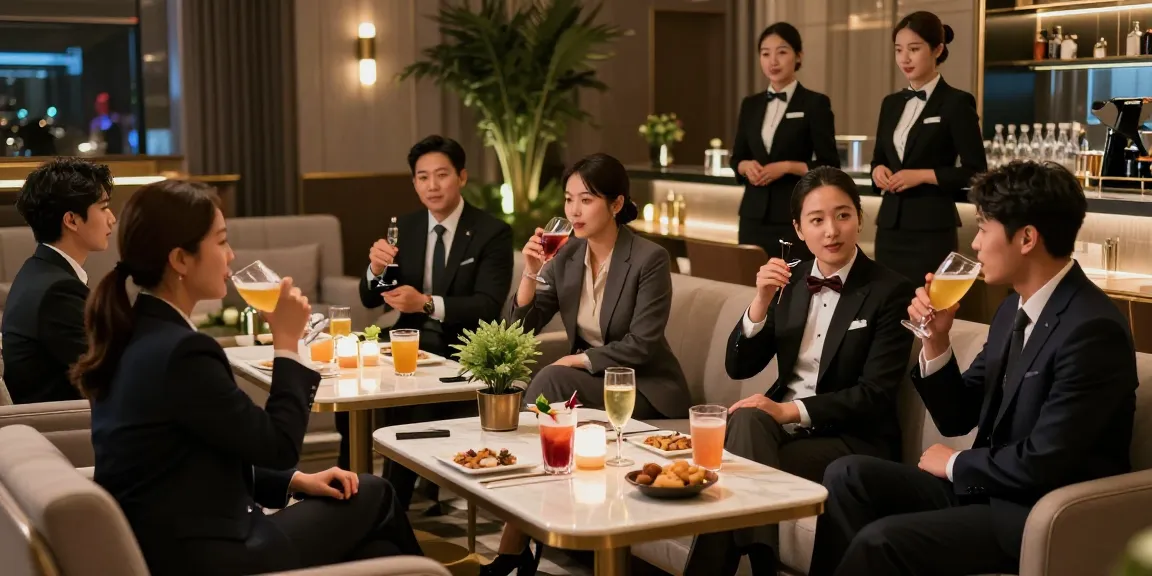 강남타이밍 고급 유흥업소의 우아한 내부와 즐거운 고객 모습