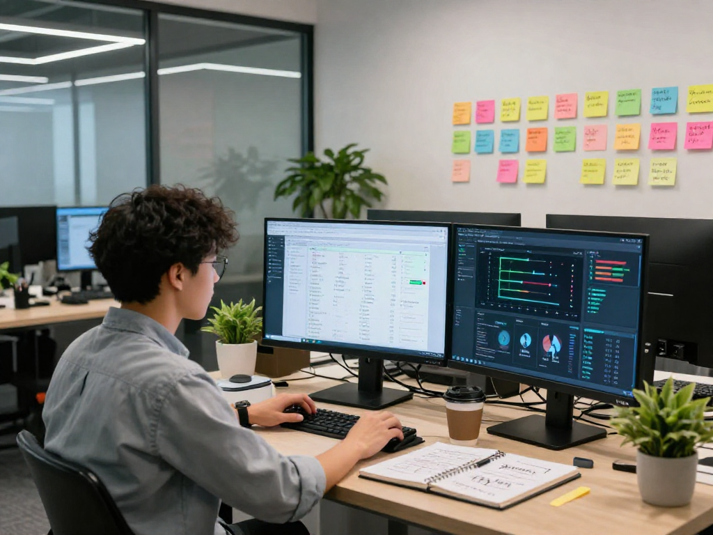 Analyst using an ai detector in a modern workspace to monitor flagged content.
